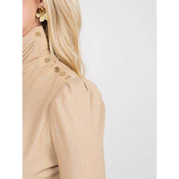 NEW EMILY MCCARTHY tessa turtleneck top in metallic gold knit